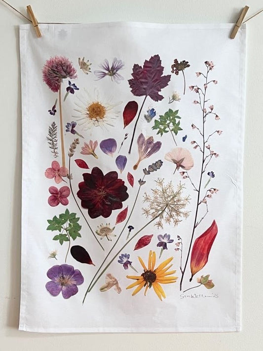 Pressed Flower Tea Towel - Summer